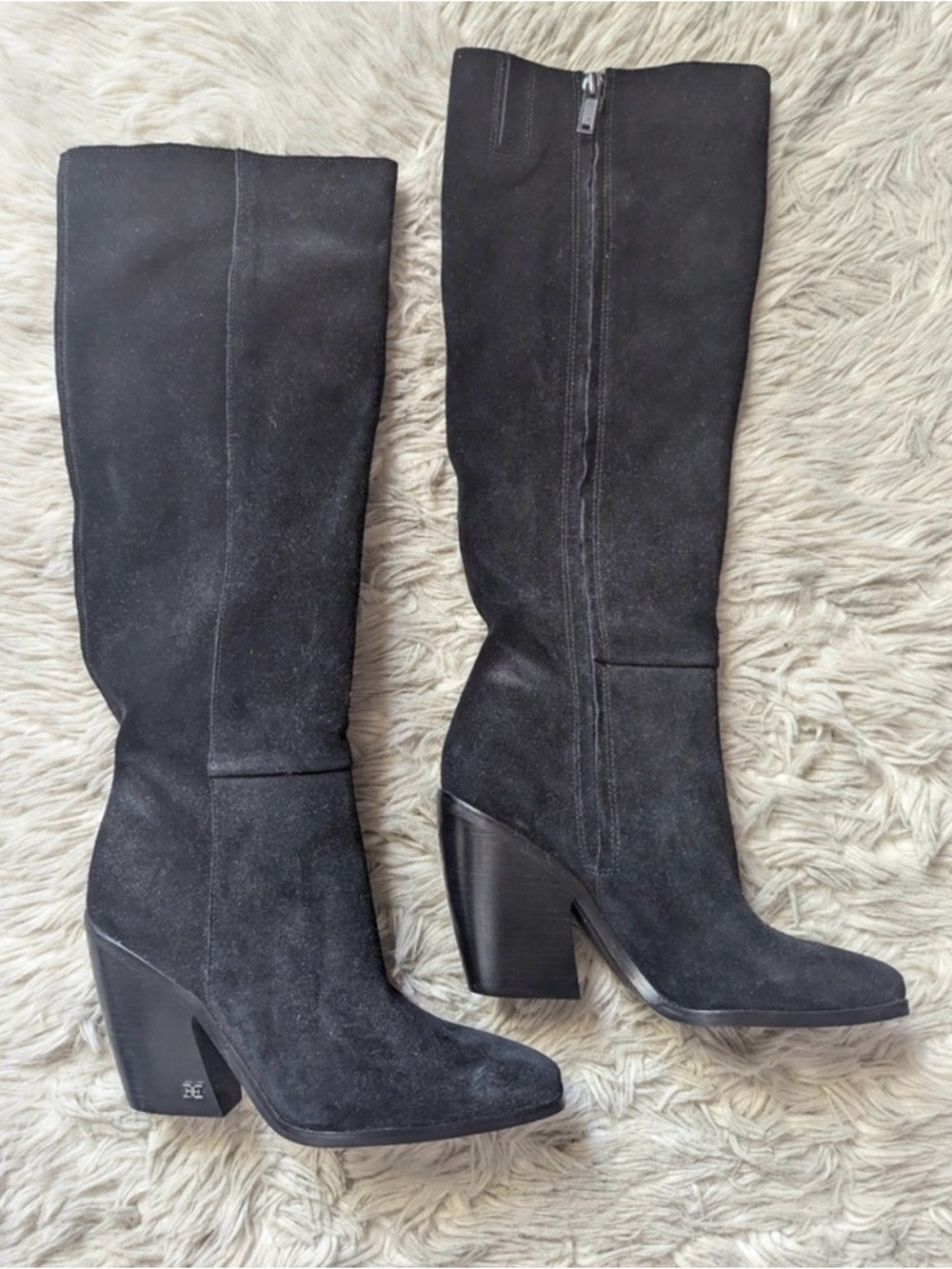 Sam Edelman Black Suede Over-The-Knee Block Heel Boots